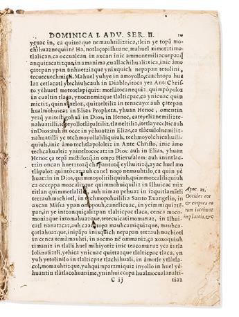 (MEXICAN IMPRINT--1614.) Leon, Martin de. [Primera parte del Sermonario del tiempo de todo el año, duplicado, en lengua Mexicana.]               